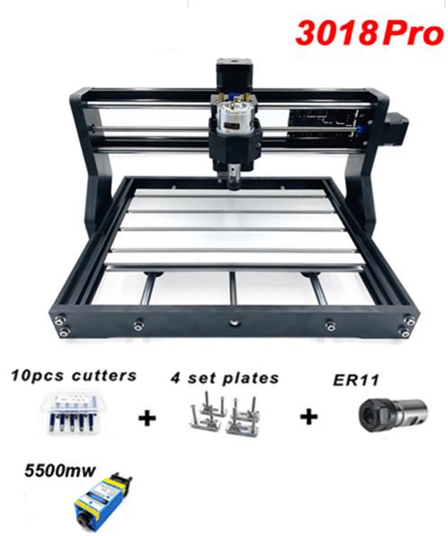 Гравировальный станок CNC3018 Pro c лазером 5500МВт без автономной платы ER11, европейская вилка