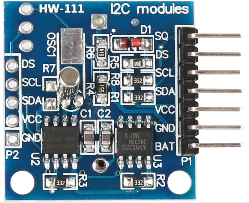 Модуль часов RTC DS1307 24C32 с батарейкой CR2032, припаянный контакт