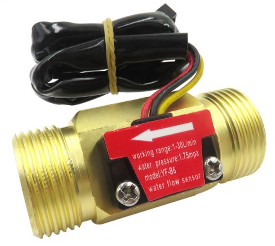 Датчик расхода воды YF-B6,  G3/4 1-30Л/мин 5-15в, латунь