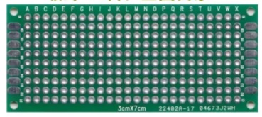 Двухсторонняя печатная плата 3*7см, шаг 2.54мм