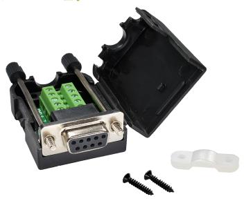 Разъём DB9 (COM) мама, RS232/RS485, с внутренней резьбой и корпусом