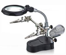 Настольная LED лампа с лупой 16126-A (электронный осмотр, ремонт, вспомогательная клипса)