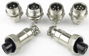 Авиационный разъём GX12 7-контактный, папа