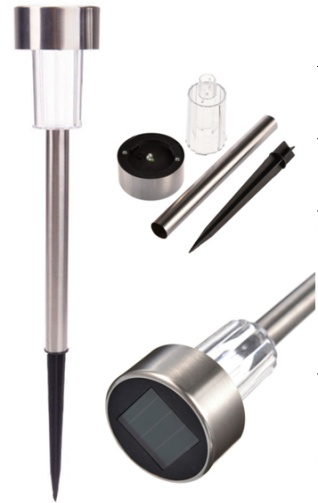 Садовый светодиодный светильник на солнечной батарее с корпусом из нержавеющей стали, белый