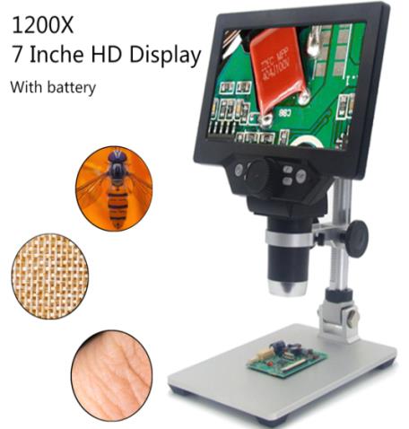 Цифровой микроскоп G1200 с 7-дюймовым дисплеем, 12МП, без батарейки в комплекте, американская вилка