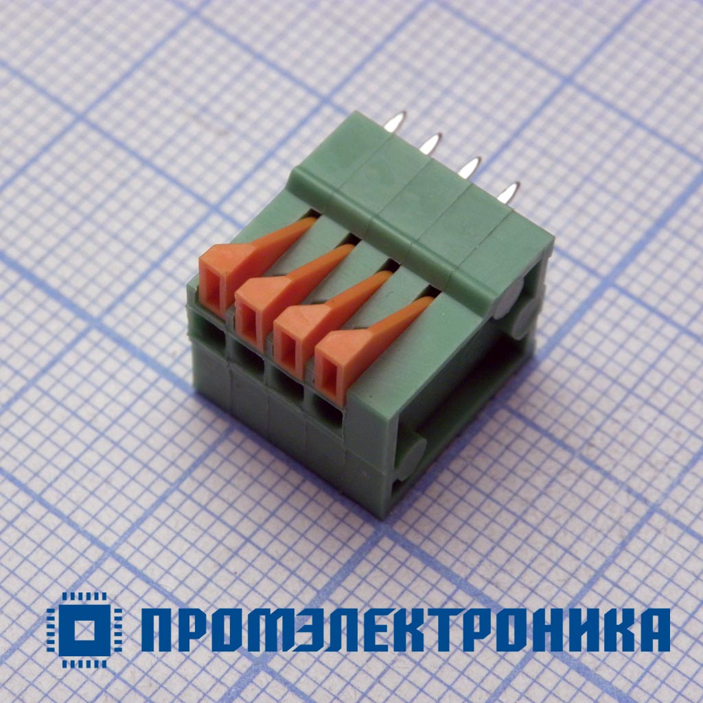 Нажимной безвинтовой клеммный блок на 4 контактов.