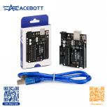 Плата UNO R3 ACEBOTT (совместим с Arduino, ATmega328P, ATMEGA16U2, в комплекте USB-кабель 1м, цветная розничная упаковка)
