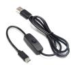 Кабель для Raspberry Pi 4B USB-Type-C (5В, 3А, с выключателем, 1 м, черный)