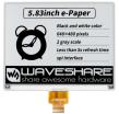 "Дисплей e-Paper Waveshare 5.83"" (648?480, SPI, черный/белый)"