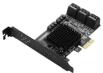 Карта расширения PCIE X1 SATA Gen3 6G черная (8 портов SATA 3.0, чип 88SE9215)