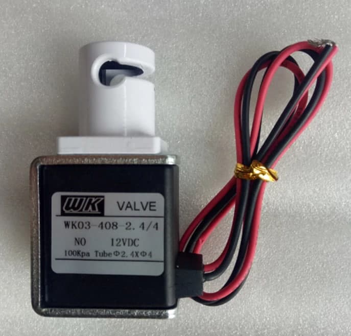 Электромагнитный клапан нормально открытый 12 VDC 100 Kpa под трубку 2x4