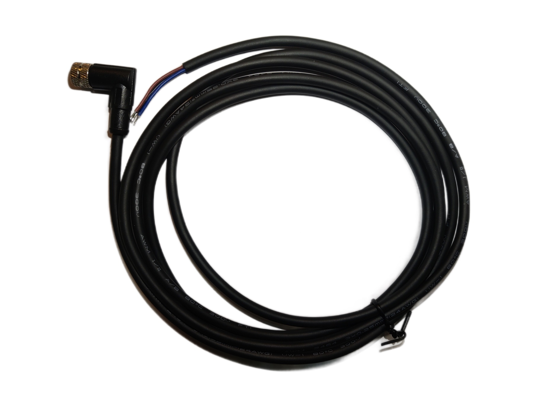 Разъем винтовой M8 с вилкой, угловой  4 pin на  кабеле AWM 2464 4x025 24 AWG  VW1  2 м