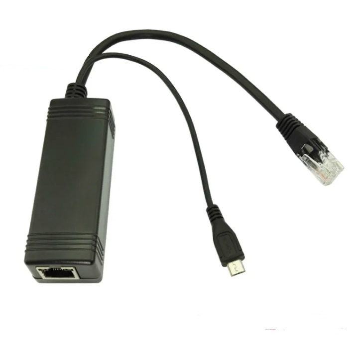 Модуль питания Gigabit Power over Ethernet, 1000Mbps PoE IEEE 802.3af, connector micro USB