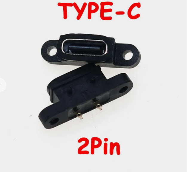 Разъем водонепроницаемый USB 3.1 Type-C, 2 контакта