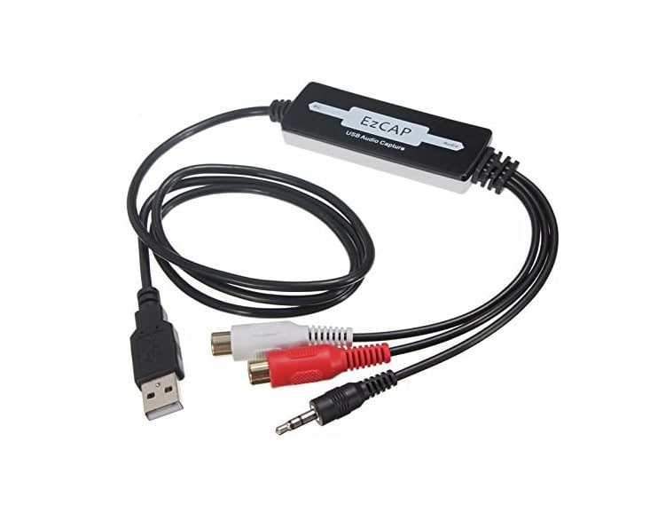 Карта аудиозахвата EZCAP USB 2.0, рекордер 3,5 мм RCA R/L, конвертирует аудио в MP3/WAV, цифровой музыкальный конвертер, адаптер для Windows Mac, виниловых проигрывателей/кассет в MP3